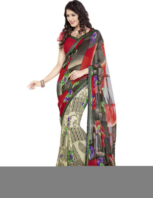 

PSHOPEE Printed Fashion Chiffon Saree(Red)
