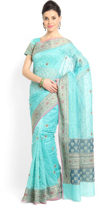 

Soch Embroidered Fashion Cotton Saree(Green), Sea green