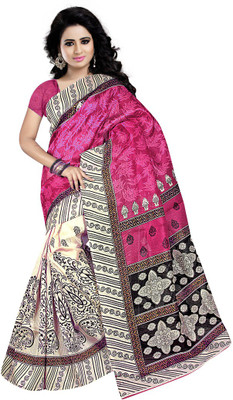 

Indian Wear Online Printed Fashion Cotton Saree(Pink)
