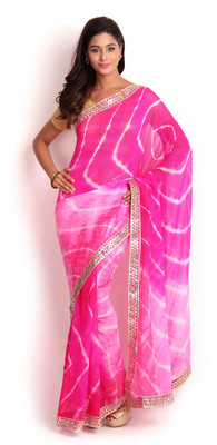 

Kasturi-B Swadeshi Karigari Embellished Leheria Georgette Saree(Magenta)