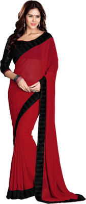 

Sourbh Sarees Solid Fashion Georgette Saree(Red)