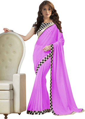 

Asha Fashion Solid Bollywood Georgette Saree(Pink), Hotpink