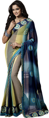 

Khoobee Self Design, Embroidered, Embellished Fashion Chiffon Saree(Multicolor)