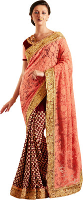 

Brijraj Embroidered Fashion Net, Georgette Saree(Maroon, Orange)