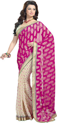 Saara Printed Fashion Jacquard Saree(Pink)