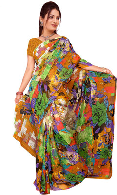 

Vardan Prints Printed Bollywood Georgette Saree(Brown)