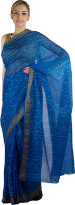 

Jaipur Kurti Printed Bandhani Art Silk Saree(Blue)