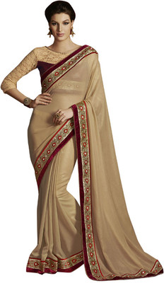 

Desi Butik Self Design Fashion Georgette Saree(Gold)