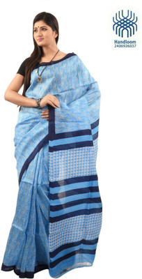 

Tantuja Self Design Murshidabad Handloom Silk Saree(Blue)