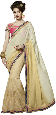 

Desi Butik Embroidered Fashion Jute, Net Saree(Beige)