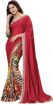 

Khoobee Self Design Fashion Georgette Saree(Red)