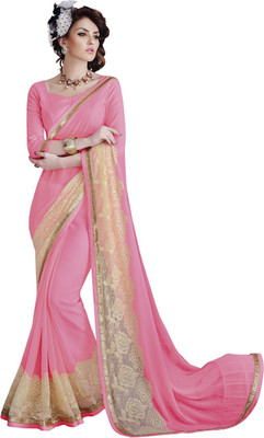 

Vishal Self Design Bollywood Chiffon Saree(Pink)