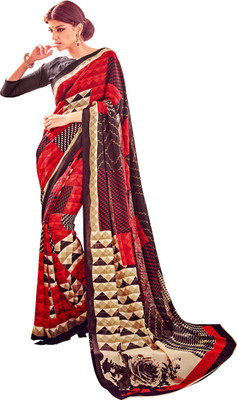 

Khoobee Self Design, Printed Fashion Georgette Saree(Red, Black, Multicolor), Black;multicolor;red