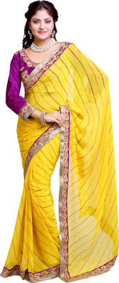 

Ishin Embellished Fashion Georgette Saree(Yellow)