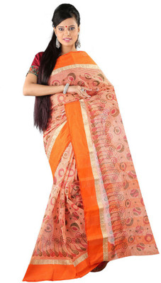 

Hawai Printed Tant Handloom Cotton Saree(Multicolor)
