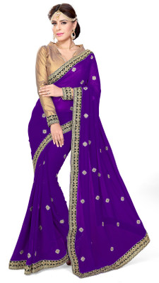 

Sourbh Sarees Embroidered Fashion Georgette Saree(Purple)