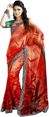 

Khushali Printed Fashion Georgette Saree(Red, Multicolor), Multicolor;red