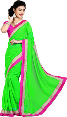 

Indian Wear Online Plain Fashion Chiffon Saree(Green)