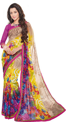 

PSHOPEE Printed Fashion Chiffon Saree(Yellow)