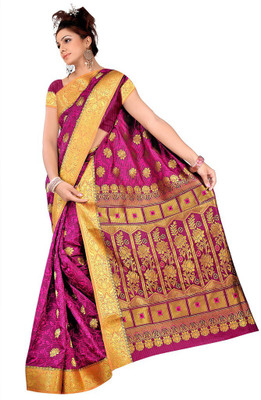 

Manthan Printed Daily Wear Art Silk Saree(Pink, Yellow), Pink & gold