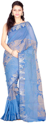 

Chandrakala Self Design Banarasi Cotton Saree(Multicolor), Blue