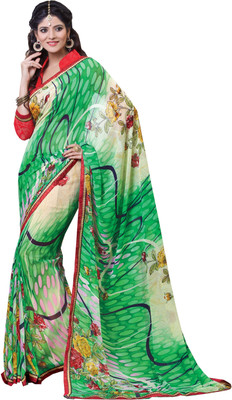 

Manthan Printed Daily Wear Georgette Saree(Pack of 2, Green)