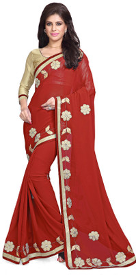 

Sourbh Sarees Embroidered Fashion Georgette Saree(Red)