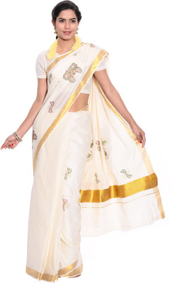 

Darps Self Design Balarampuram Cotton Saree(Multicolor), Cream