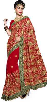

Sourbh Sarees Embroidered Fashion Georgette Saree(Red)