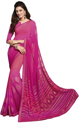 

Vishal Printed Bollywood Georgette Saree(Pink)