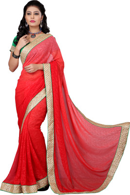 

Khoobee Self Design Fashion Georgette Saree(Red)