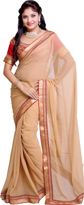 

Ishin Embellished Fashion Georgette Saree(Beige), Chiku