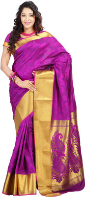 

Lovely Look Printed Daily Wear Art Silk Saree(Pink, Yellow), Dark pink & gold