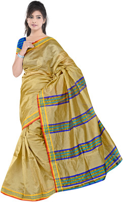 

Sweetlook Striped Mangalagiri Handloom Cotton Saree(Beige, Blue)