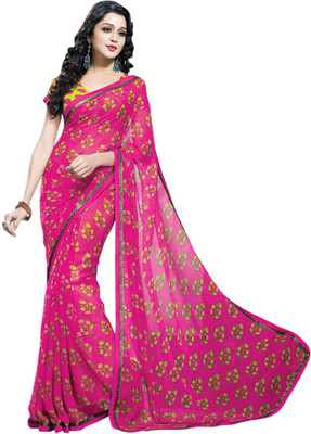 

Saara Floral Print Daily Wear Chiffon Saree(Pink)