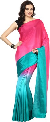 

Aksara Self Design Daily Wear Crepe Saree(Multicolor), Blue and pink