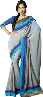 

Vishal Solid Fashion Georgette Saree(Orange), Grey