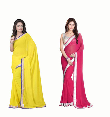 

Stylezone Solid Fashion Chiffon Saree(Pack of 2, Yellow, Pink), Pink;yellow
