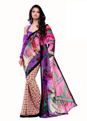 

Khushali Self Design, Printed Fashion Georgette Saree(Beige, Pink, Purple, Multicolor), Beige;multicolor;pink;purple