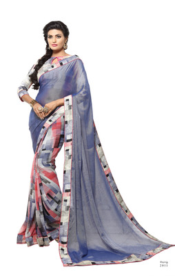 

Khoobee Self Design, Printed Fashion Georgette Saree(Grey, Multicolor)
