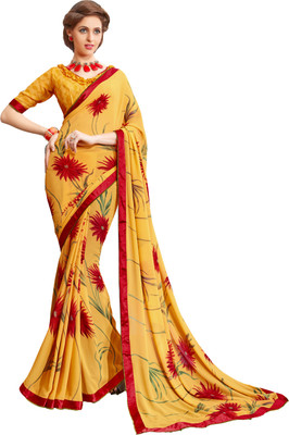 

Khoobee Self Design, Printed Fashion Georgette Saree(Yellow, Multicolor), Multicolor;yellow
