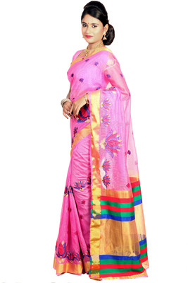 

Mimosa Woven Kanjivaram Raw Silk Saree(Pink)