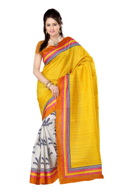 

Softdeal Printed Bhagalpuri Printed Silk Saree(Yellow)