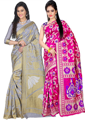 

Weavedeal Embellished Kanjivaram Silk Cotton Blend Saree(Pack of 2, Multicolor)