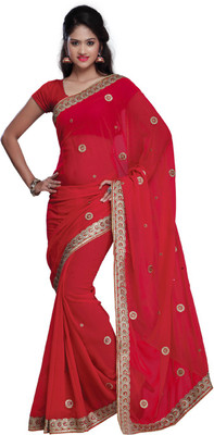 

Desi Butik Embroidered Fashion Art Silk Saree(Pink), Peach