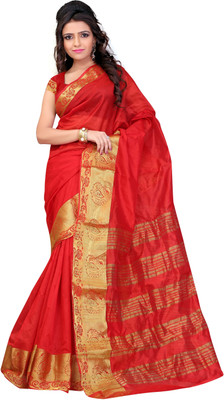 

It's Banii Woven Maheshwari Silk Saree(Red)