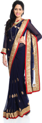 

Soch Solid Fashion Georgette Saree(Light Blue), Navy blue