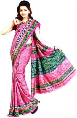 

Sunaina Printed Silk Saree(Pink), Multicolor