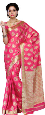 

Mimosa Woven Kanjivaram Crepe Saree(Pink, Gajjari