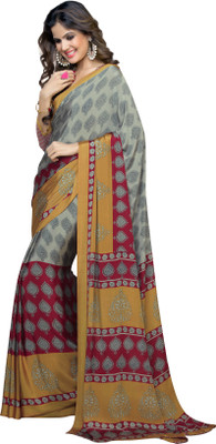 

Khoobee Self Design, Printed Fashion Crepe Saree(Grey, Multicolor)